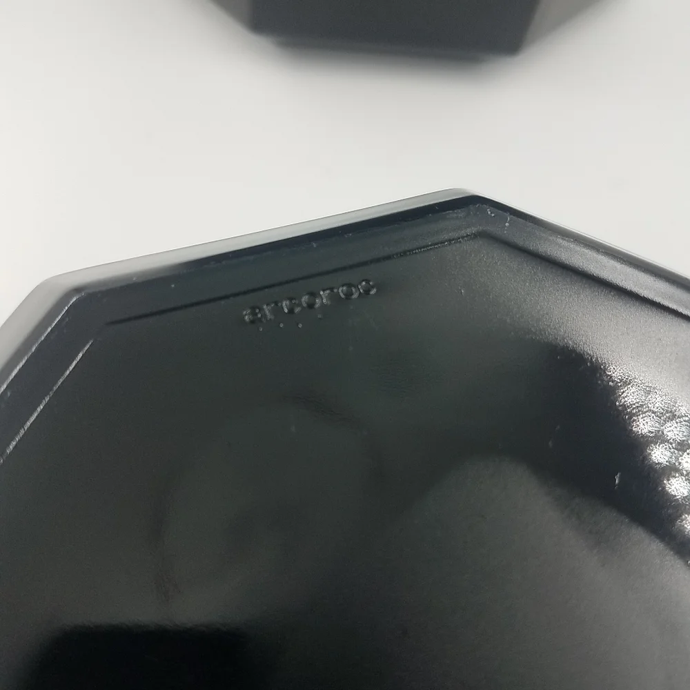 Vintage 80's Arcoroc Octime Octogan Black Bowls Set Of 4